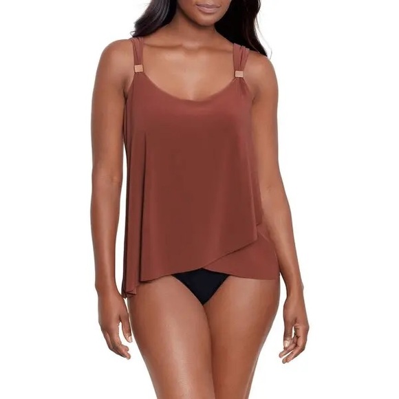 NWT Miraclesuit Plus Size Dazzle Tankini Top Swimsuit Sz 14 - Picture 1 of 14